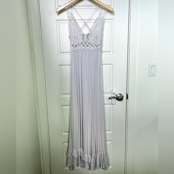 SOLD! ✨ NWOT Free People FP One Adella Maxi Slip Dress Stardust Light Lilac Grey - Picture 7 of 9